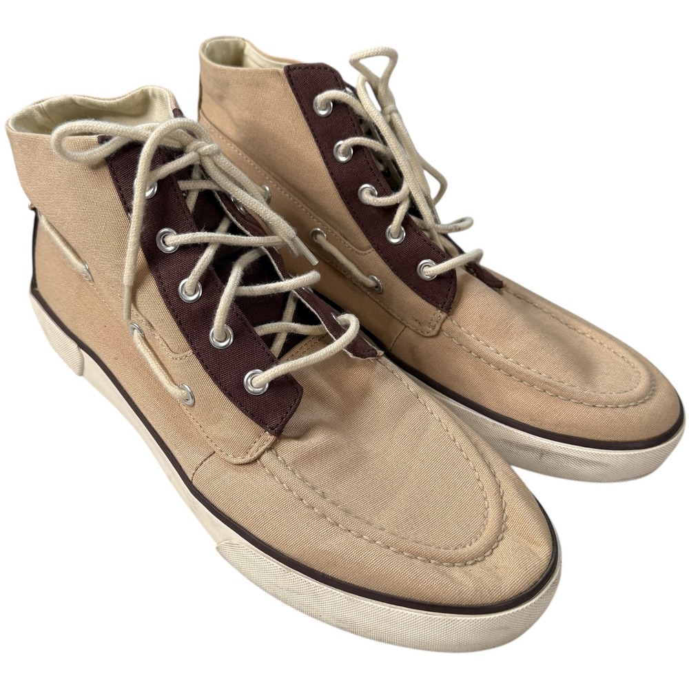 Polo Ralph‎ Lauren Lander Chukka Canvas High Top Mens Shoes Size 10.5D Tan Brown